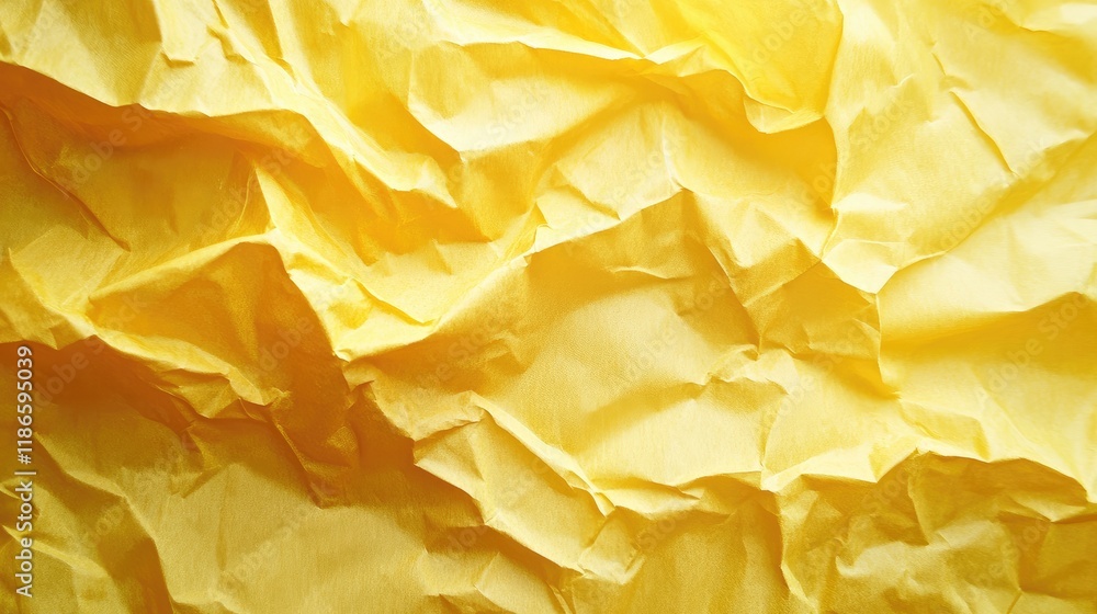 Poster crumpled yellow textured paper background with a soft blurred effect for creative design use