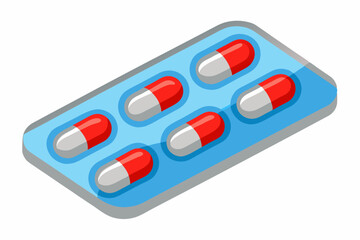 Capsules of antibiotic drug in blister pack vector art il