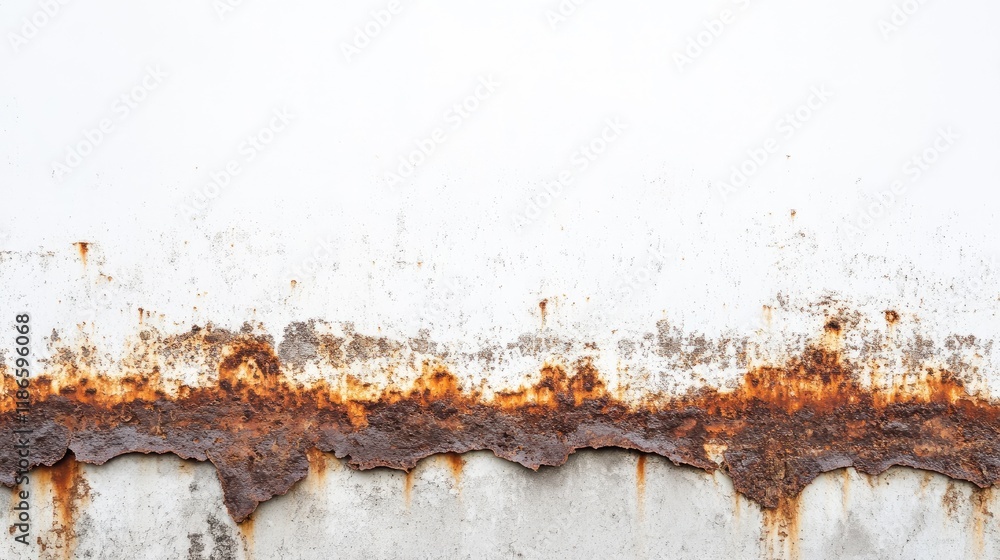 Poster rusty texture on a white wall background with peeling paint ideal for backgrounds and design element