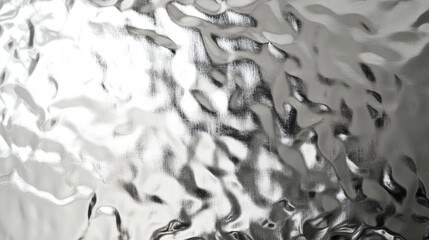 Silver hammered metallic texture with abstract patterns on a reflective sheet showcasing a unique surface design ideal for backgrounds and overlays.