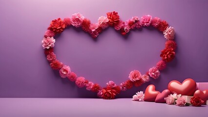 Obraz premium Chester banner with empty space Without Text, Valentines Day theme minimalist Purple background