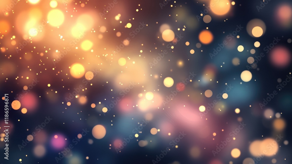 Poster bokeh light abstract background with shimmering silver and warm colors creating a dreamy festive atm