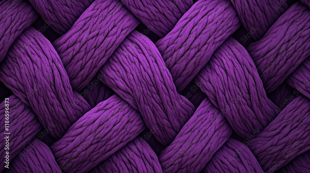 Poster braided texture of deep purple fabric showcasing intricate patterns and soft fibers ideal for textil