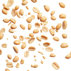 Scatter lying Tasty and nutritious Peanuts isolated on transparent white background, clipping path