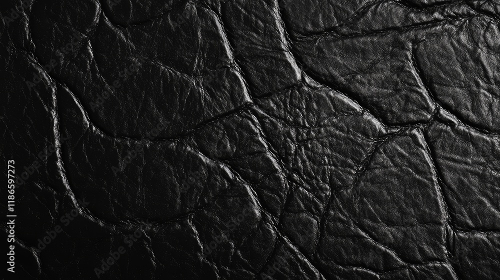Aufkleber matte black leather texture background with seamless design showcasing detailed creases and wrinkles