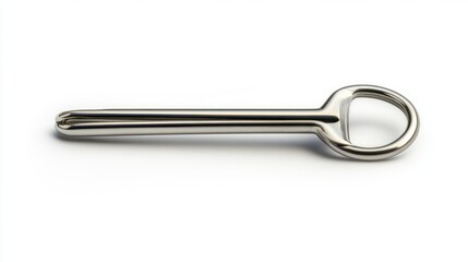 Silver safety pin on a white background highlighting its sleek design and practical utility in fashion and crafting.