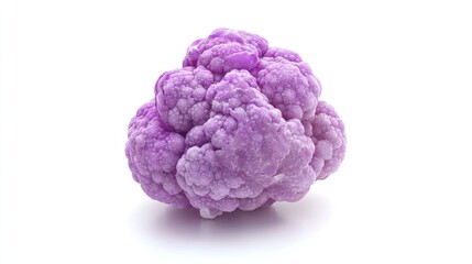 Vibrant purple cauliflower isolated on a white background showcasing its unique texture and color perfect for culinary presentations.
