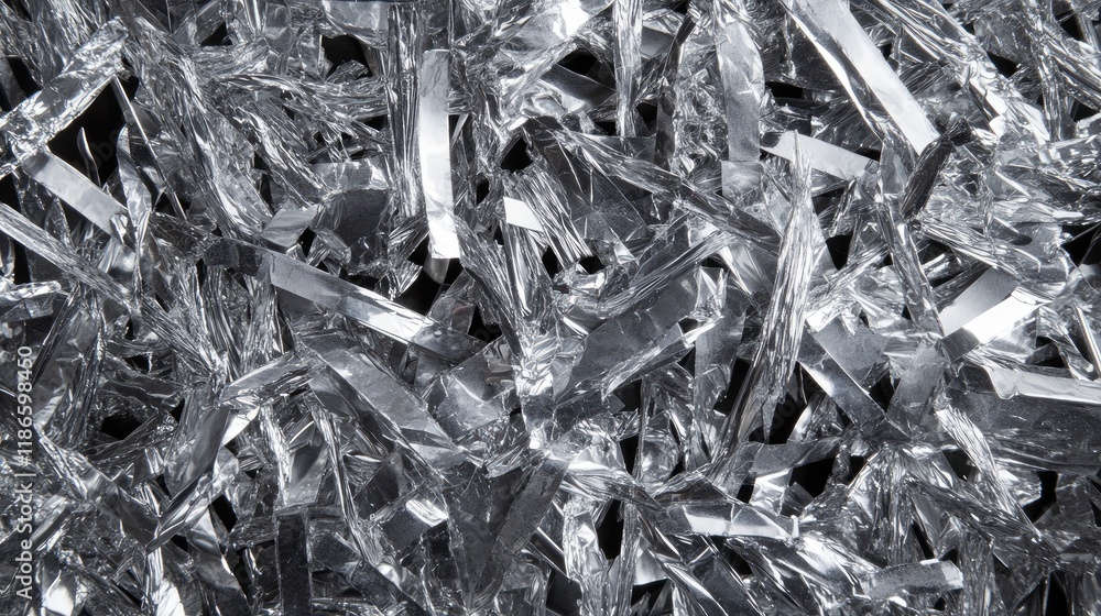 Aufkleber shiny silver shredded foil texture creating a dynamic metallic background for creative design applic