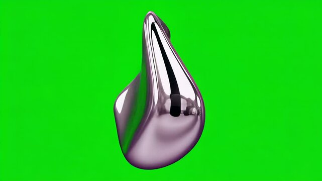 Shiny liquid metal 3d form in the style of silver colors, abstract fluid flowing composition, gradient iridescent texture, green screen alpha channel
