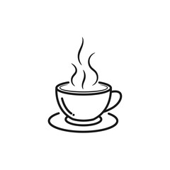 Coffee cup icon vector template, line sign symbol