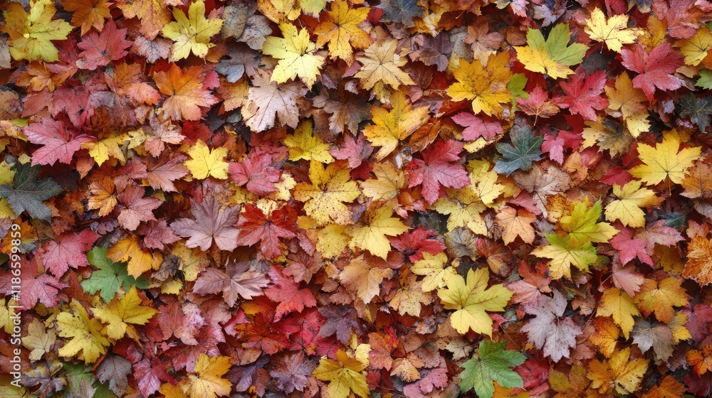 Aufkleber vibrant autumn foliage with a stunning array of colorful maple leaves in a seamless pattern ideal fo