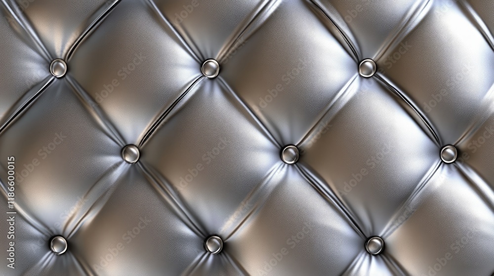 Poster elegant silver-tufted leather texture with buttons creating a sophisticated and luxurious visual app