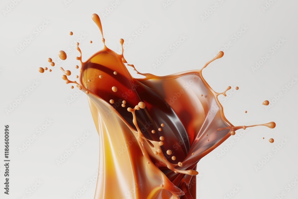 Poster a captivating splash of coffee, showcasing its rich brown color and dynamic texture.