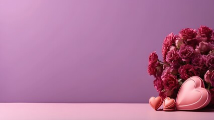 Chester banner with empty space Without Text, Valentines Day theme minimalist Purple background