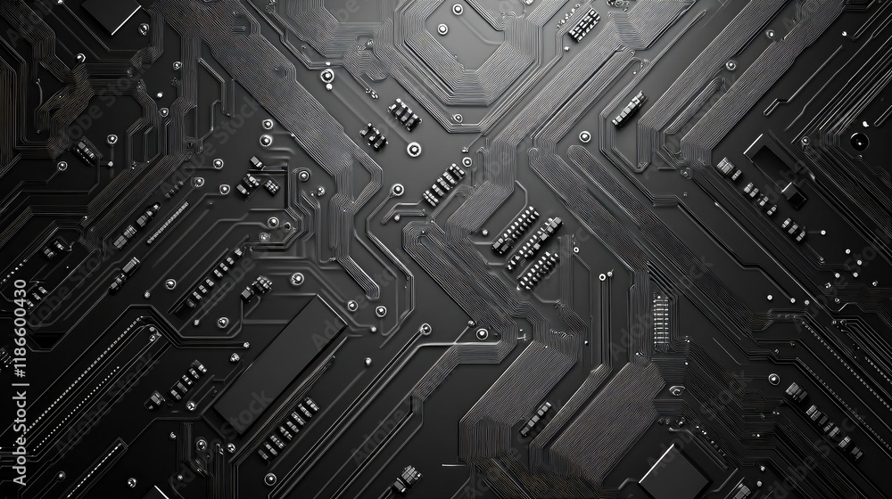 Aufkleber futuristic seamless circuit board design in gray with intricate patterns and electronic components f
