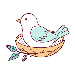 bird in nest vector icon, pet day vector illustration - simple illustration of bird in nest perfect for logos, and pet day-themed designs.