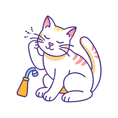 cat grooming itself vector icon, pet day vector illustration - simple illustration of cat grooming itself perfect for logos, and pet day-themed designs.
