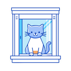 cat in window vector icon, pet day vector illustration - simple illustration of cat in window perfect for logos, and pet day-themed designs.