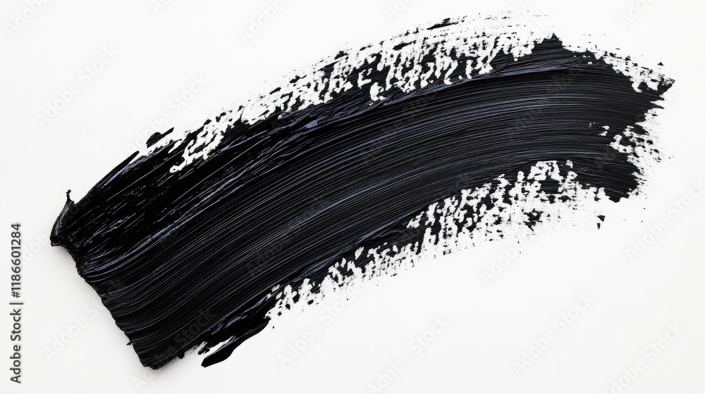 Poster abstract black oil paint brush stroke on white background for artistic design and creative projects.