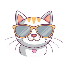 cat with sunglasses vector icon, pet day vector illustration - simple illustration of cat with sunglasses perfect for logos, and pet day-themed designs.