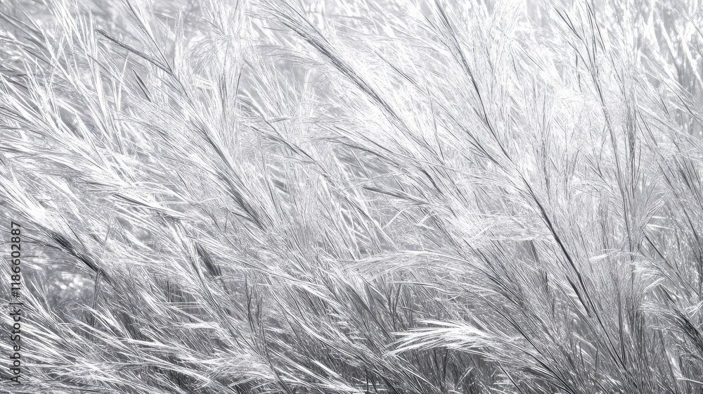 Aufkleber silvery grass field with soft focus and dreamy light creating a calming natural background texture