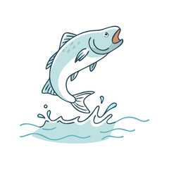 fish jumping out of water vector icon, pet day vector illustration - simple illustration of fish jumping out of water perfect for logos, and pet day-themed designs.