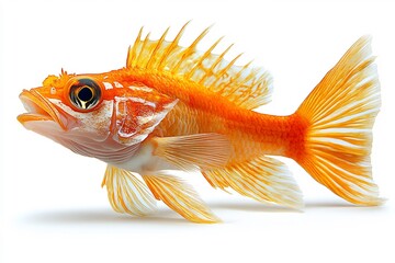 Fototapeta premium Vibrant Orange Fish, Aquatic Life, Detailed Fins, Studio Shot
