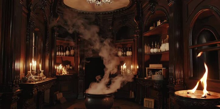 Magical potion room with mystical smoke
