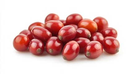 Sea buckthorn berries on a clean white background showcasing their vibrant red color and natural freshness. Ideal for health and wellness concepts.