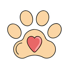 pet paw with heart vector icon, pet day vector illustration - simple illustration of pet paw with heart perfect for logos, and pet day-themed designs.