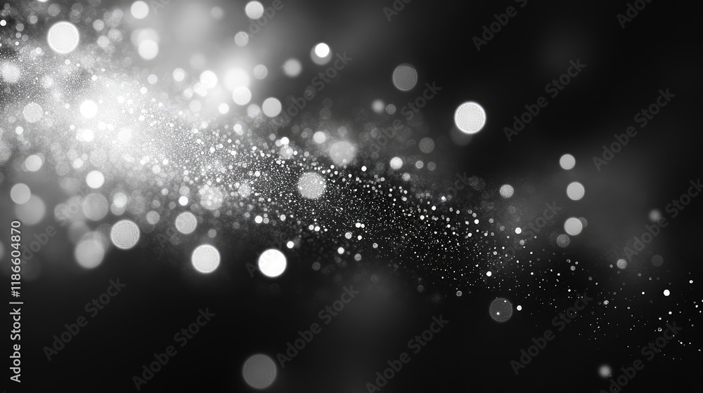 Poster abstract silver and white bokeh lights creating a dreamy glitter background with a soft focus for ar