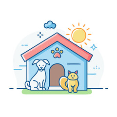 pet shelter vector icon, pet day vector illustration - simple illustration of pet shelter perfect for logos, and pet day-themed designs.