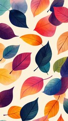 Colorful leaves pattern on a light background.