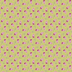 Watercolor hand-drawn on paper seamless pattern stylish bouquet of flowers. Print from watercolor sketching hands on paper. Beautiful watercolor pattern for textile design with textures and effects.
