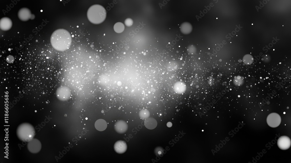 Poster abstract silver glitter bokeh background with shimmering particles and soft focus for creative desig
