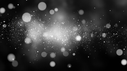 Obraz premium Abstract silver glitter bokeh background with shimmering particles and soft focus for creative designs and festive themes