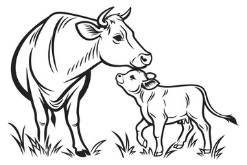 A cow with clave vectors with a white background