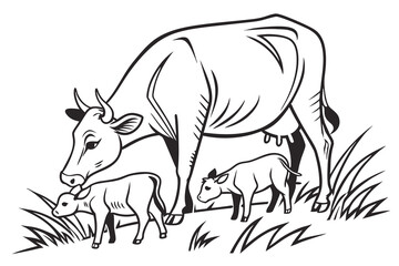 Fototapeta premium A cow with clave vectors with a white background