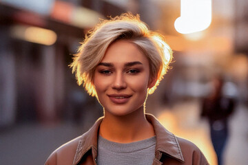 Sunset Glow: Stylish Individual in Urban Setting