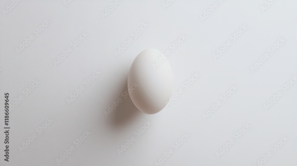 Aufkleber single white egg standing vertically against a clean white background showcasing simplicity and focu