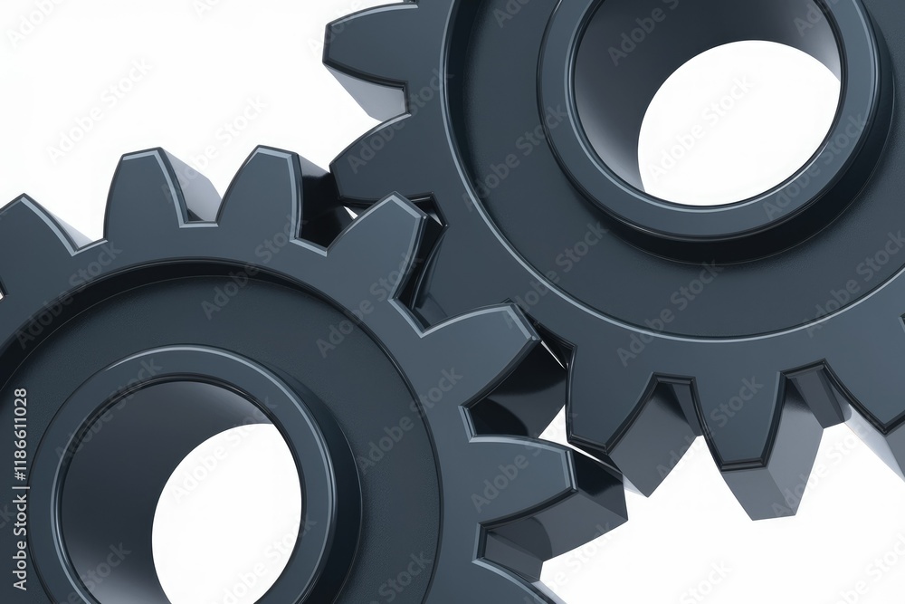 Poster interlocking metal gears, representing teamwork, collaboration, and synchronized mechanisms.