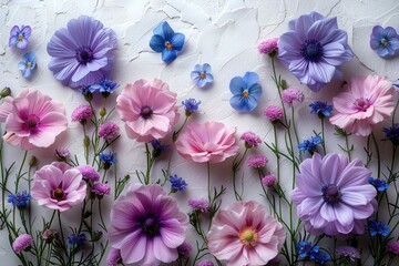 Summer bloom border cut out on a white background