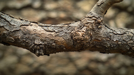 Obraz premium Detailed view of textured tree branch highlighting natural patterns and colors
