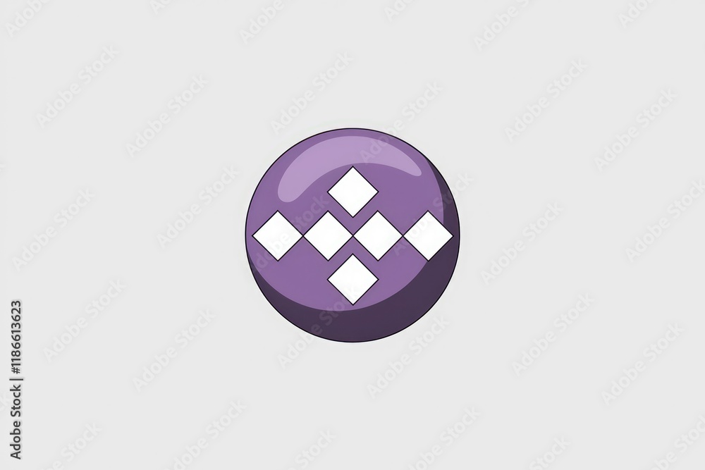 Poster Purple circle with five white diamonds arranged in a linear pattern, symbolizing connection or flow.