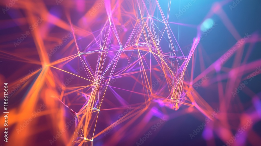 Poster abstract network: vibrant interconnected lines and nodes