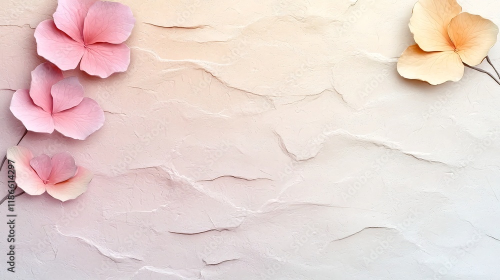 Poster elegant and refined pastel gradient background featuring a calming transition from pink to beige ele