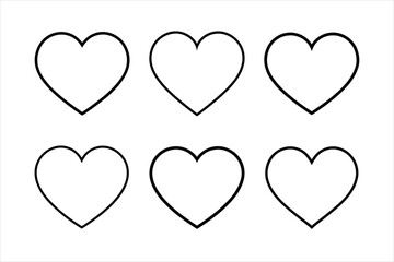 Simple black outline heart shapes on white background