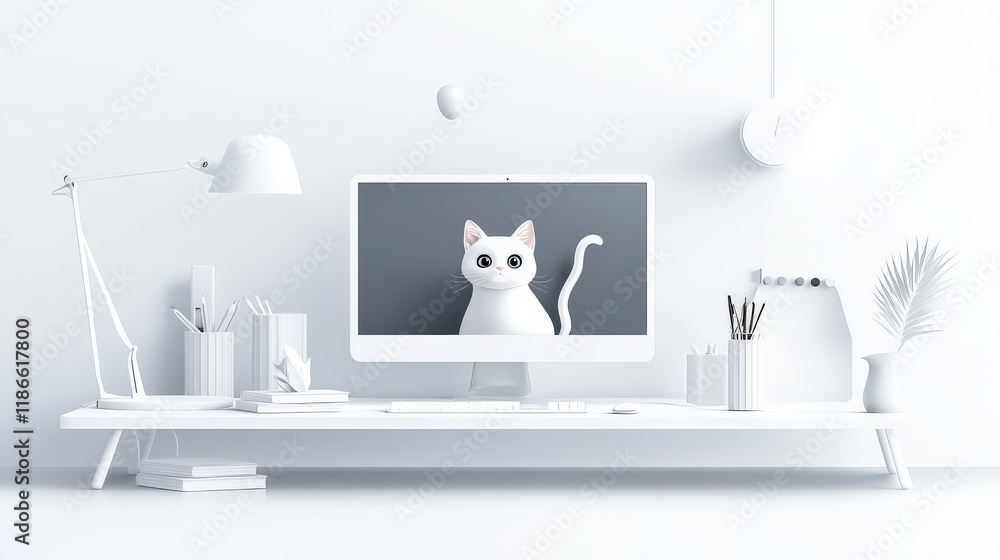 Poster a professional working remotely from a stylish home office, with a comfortable setup showing the wid