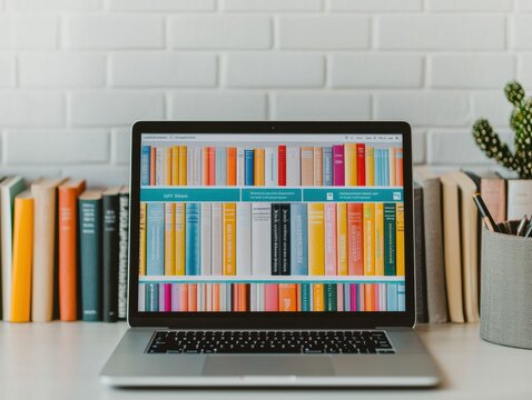 Modern Laptop Displaying Digital Library Catalogue