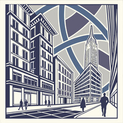 An Abstract Exploration of a Metropolis Through Overlapping Geometric Forms and City Streets